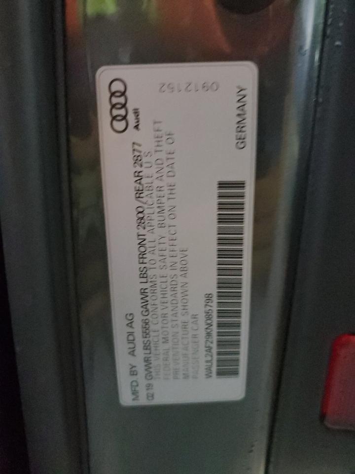 2019 Audi A6 Premium Plus VIN: WAUL2AF29KN085798 Lot: 85363375