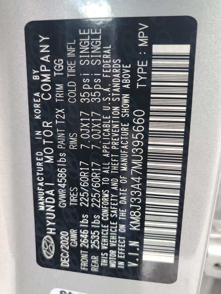 2021 Hyundai Tucson Limited VIN: KM8J33A47MU395660 Lot: 82291235