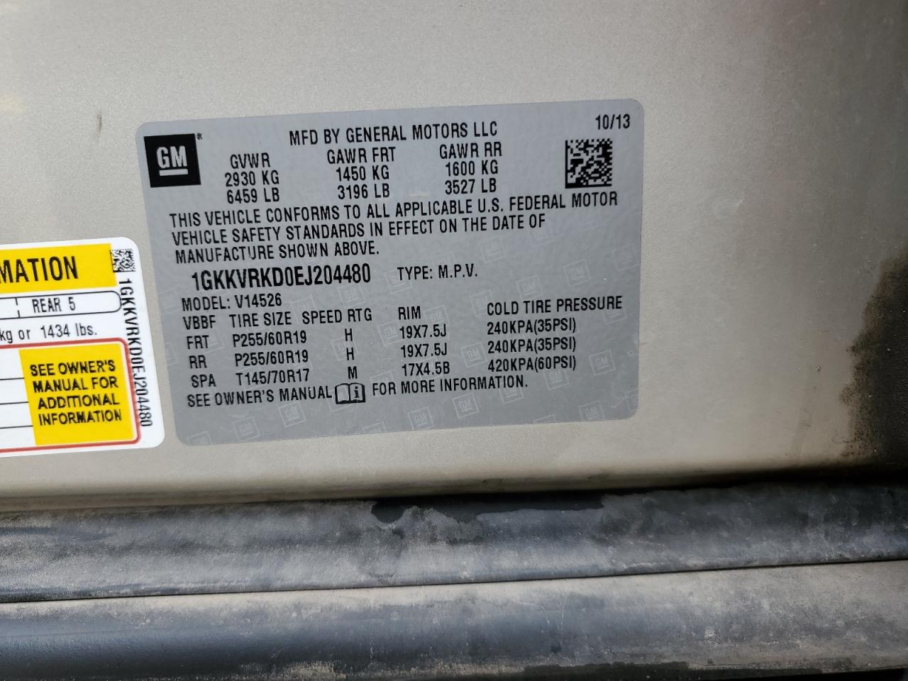 2014 GMC Acadia Slt-1 VIN: 1GKKVRKD0EJ204480 Lot: 90250775