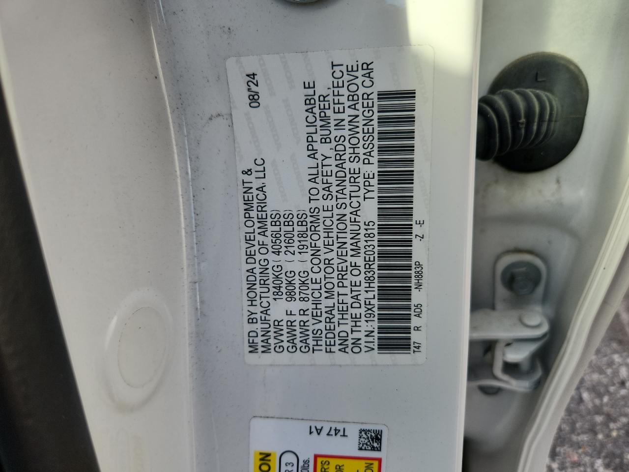 2024 Honda Civic Sport Touring VIN: 19XFL1H83RE031815 Lot: 82429655