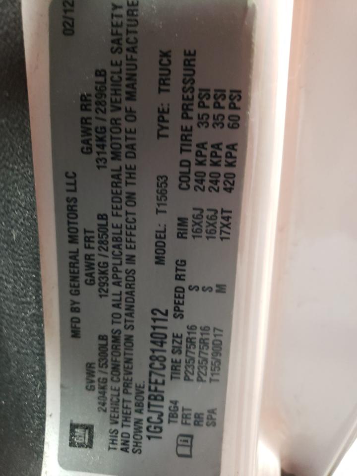 2012 Chevrolet Colorado VIN: 1GCJTBFE7C8140112 Lot: 85869675