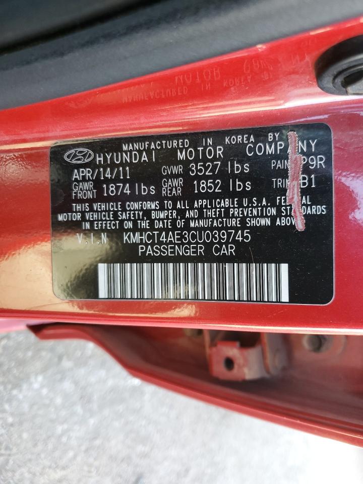 2012 Hyundai Accent Gls VIN: KMHCT4AE3CU039745 Lot: 80857195