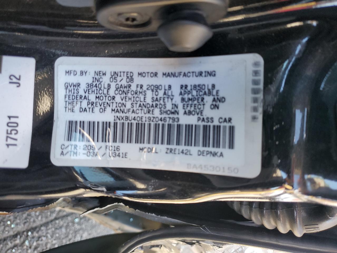 2009 Toyota Corolla Base VIN: 1NXBU40E19Z046793 Lot: 82366195