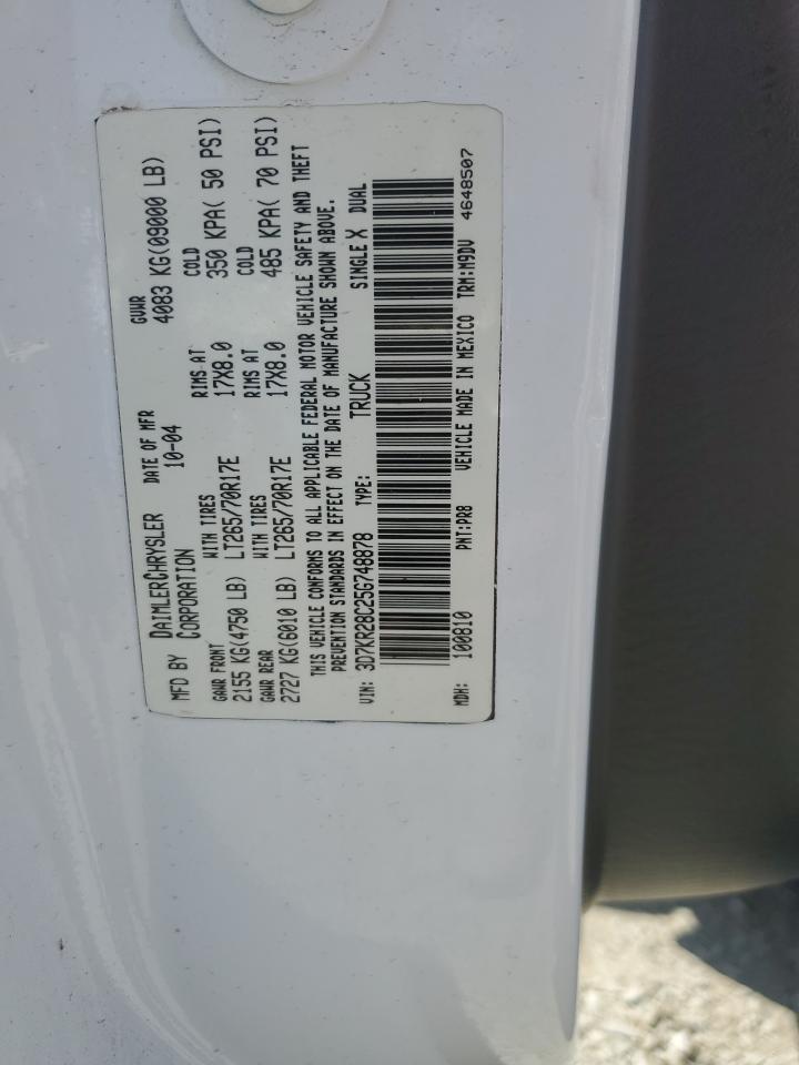 2005 Dodge Ram 2500 St VIN: 3D7KR28C25G748878 Lot: 84596915