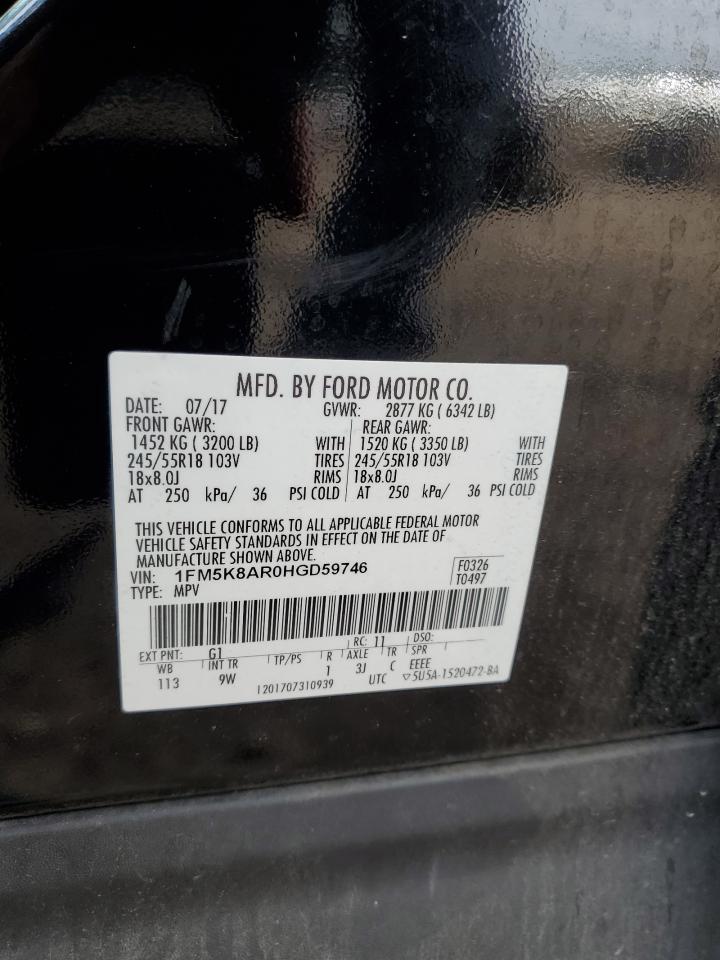 2017 Ford Explorer Police Interceptor VIN: 1FM5K8AR0HGD59746 Lot: 86086715