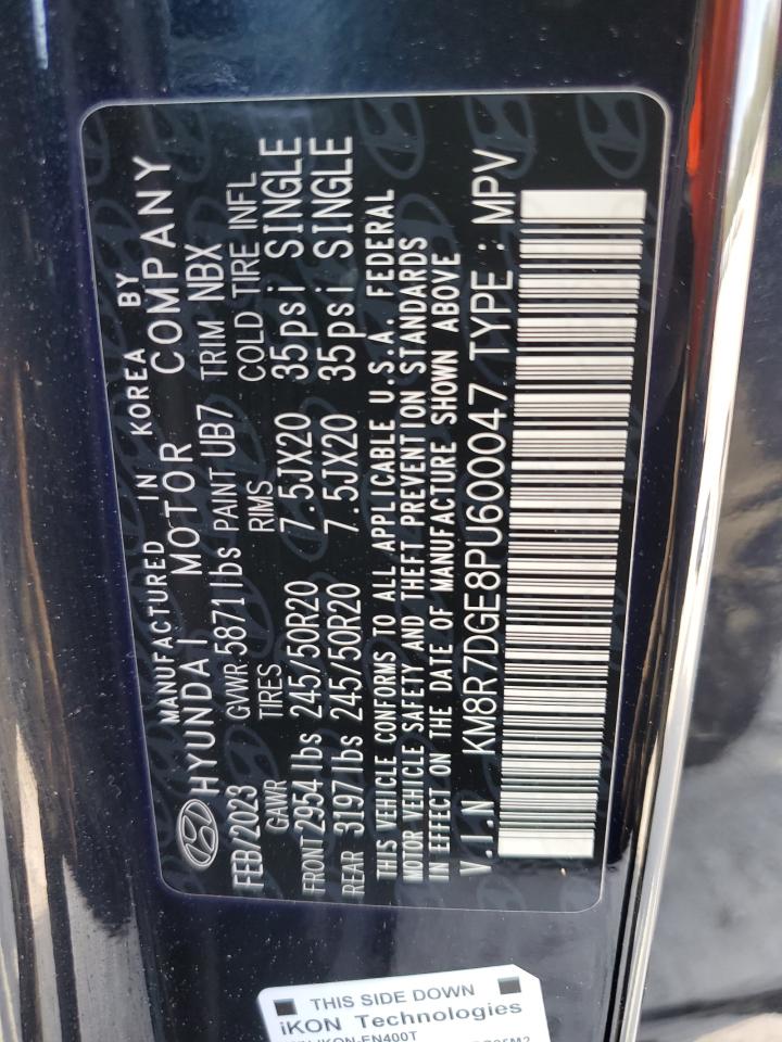 2023 Hyundai Palisade Calligraphy VIN: KM8R7DGE8PU600047 Lot: 84913015