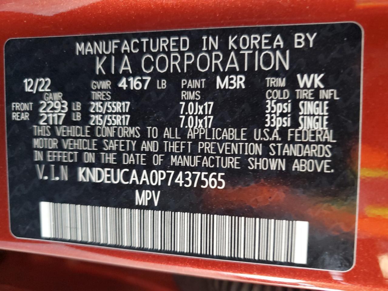 2023 Kia Seltos S VIN: KNDEUCAA0P7437565 Lot: 90929365