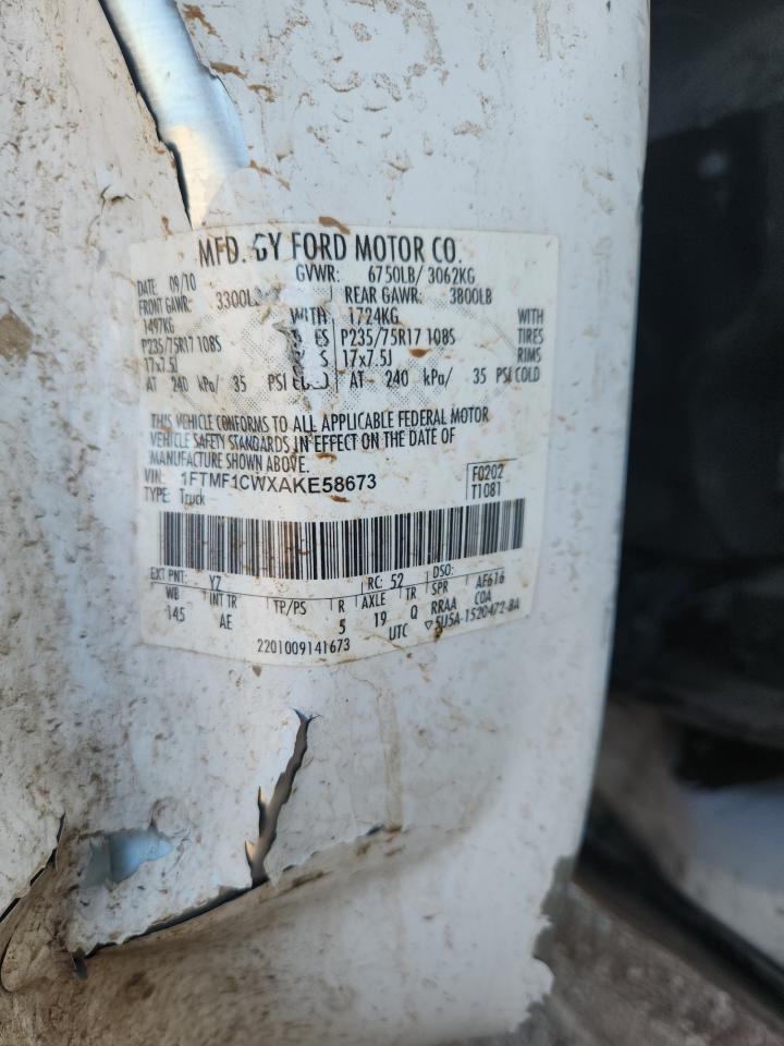 2010 Ford F150 VIN: 1FTMF1CWXAKE58673 Lot: 87250795