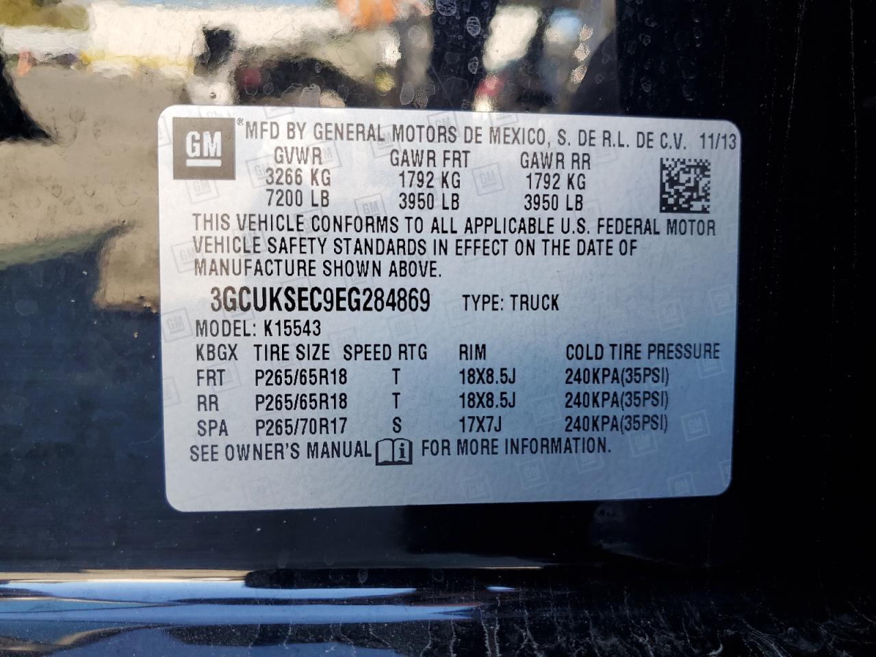 2014 Chevrolet Silverado K1500 Ltz VIN: 3GCUKSEC9EG284869 Lot: 84782995