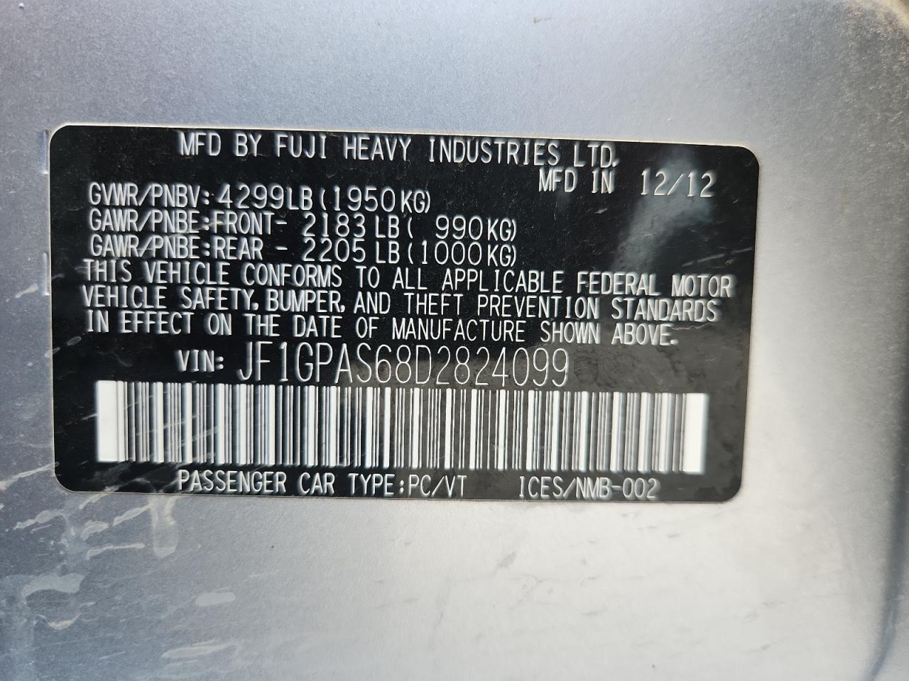 2013 Subaru Impreza Sport Limited VIN: JF1GPAS68D2824099 Lot: 85732865