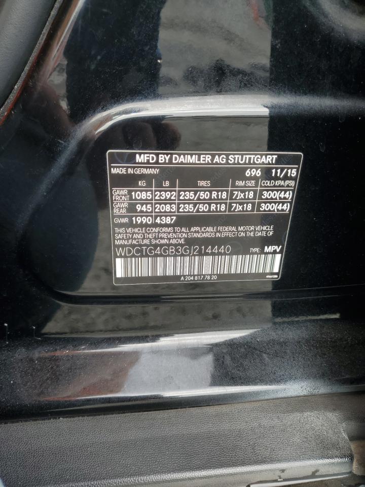 2016 Mercedes-Benz Gla 250 4Matic VIN: WDCTG4GB3GJ214440 Lot: 71493785