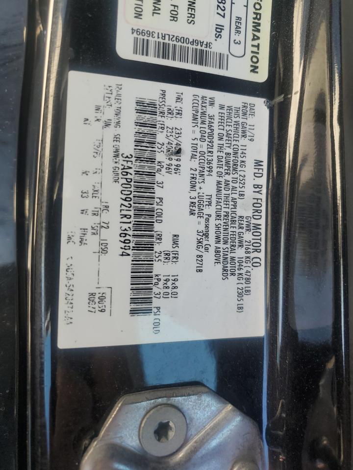 2020 Ford Fusion Titanium VIN: 3FA6P0D92LR136994 Lot: 84883675