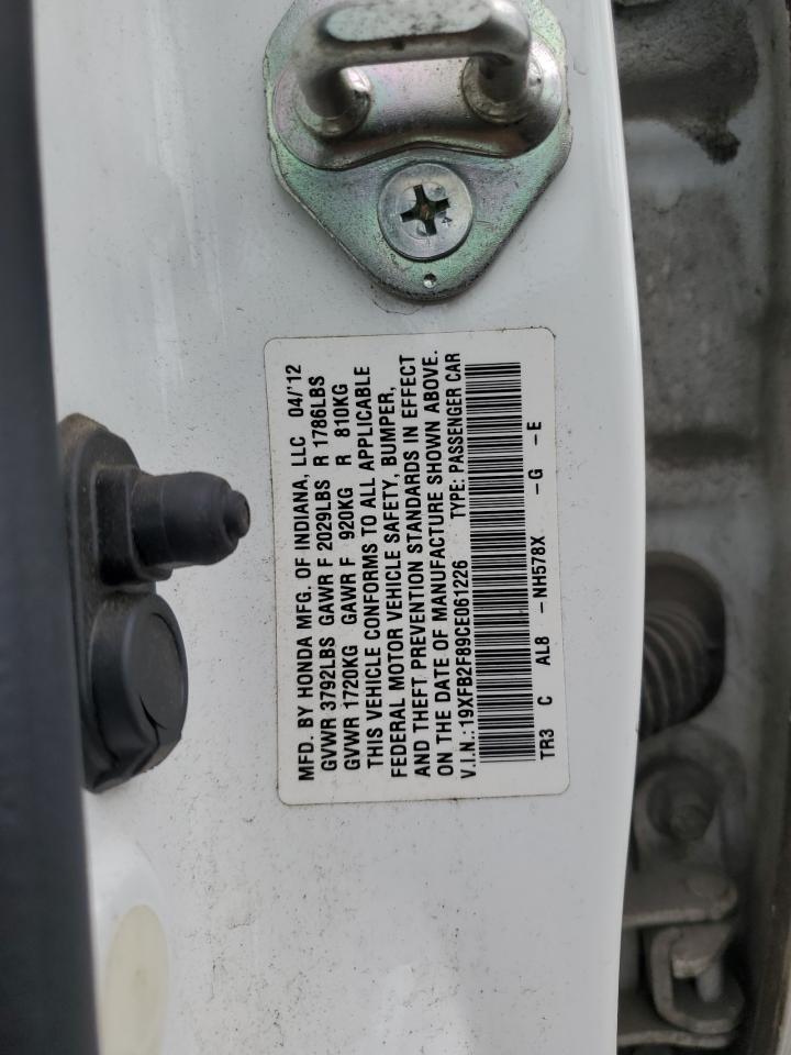 2012 Honda Civic Ex VIN: 19XFB2F89CE061226 Lot: 84523465