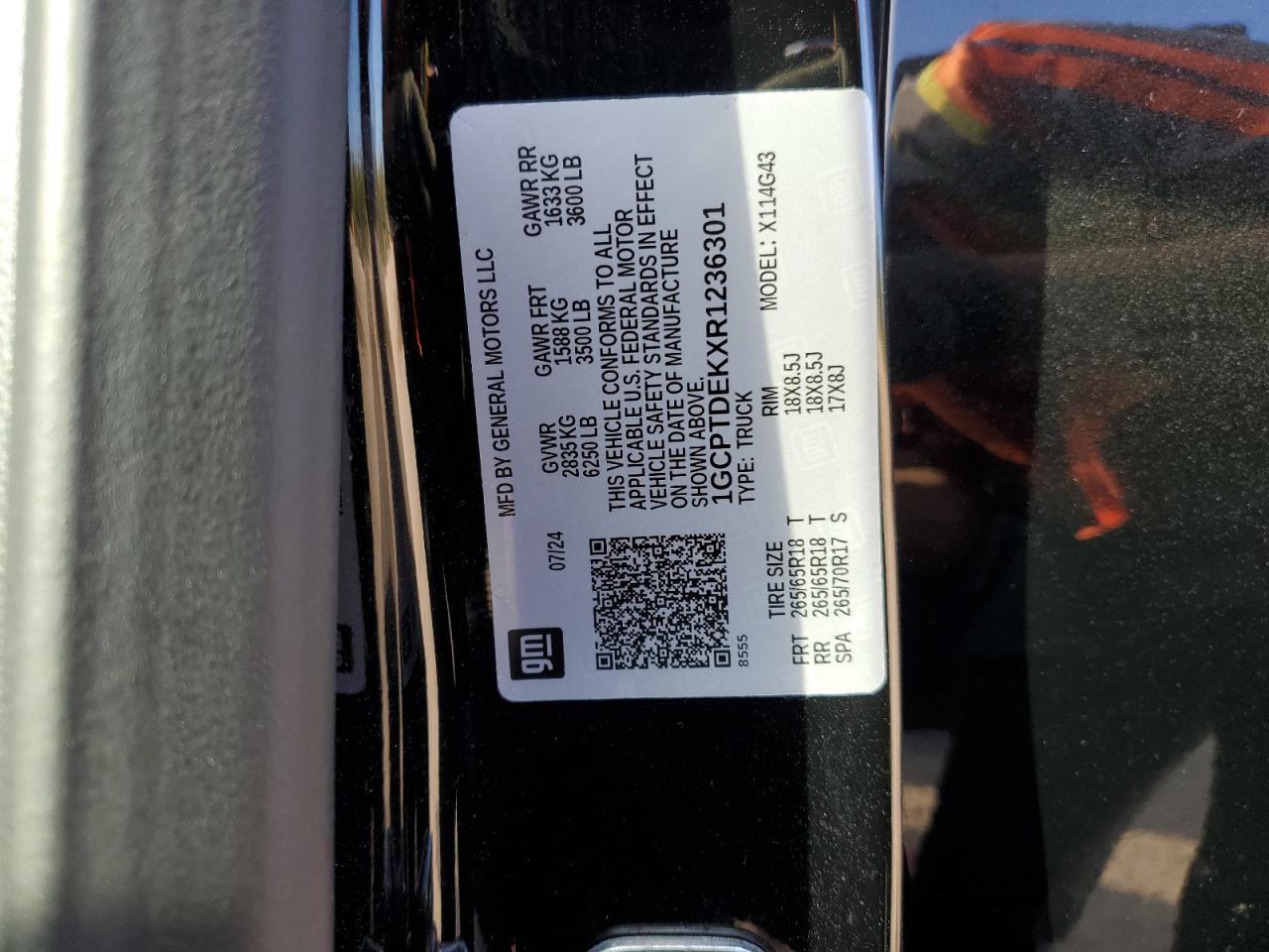 2024 Chevrolet Colorado Z71 VIN: 1GCPTDEKXR1236301 Lot: 82194175