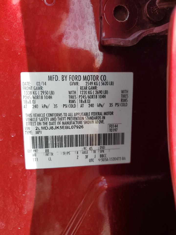 2014 Lincoln Mkx VIN: 2LMDJ8JK5EBL07926 Lot: 82682465