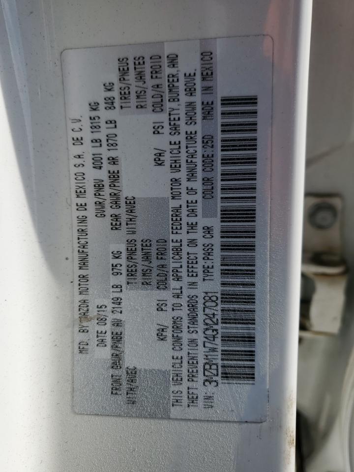 2016 Mazda 3 Touring VIN: 3MZBM1W74GM247081 Lot: 90035315