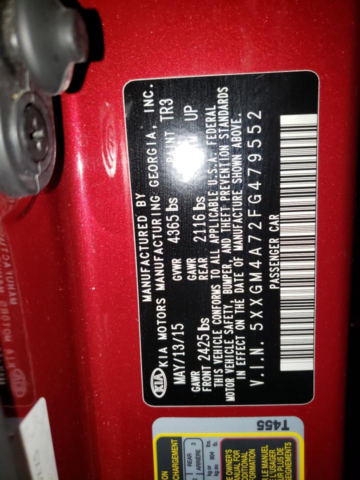 2015 Kia Optima Lx VIN: 5XXGM4A72FG479552 Lot: 85463265