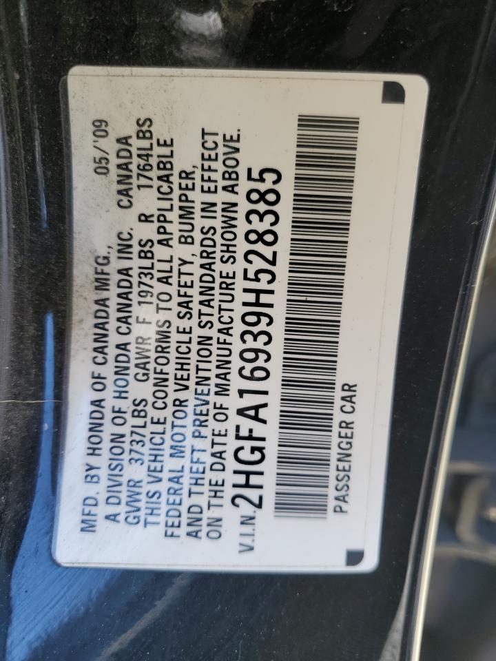 2009 Honda Civic Exl VIN: 2HGFA16939H528385 Lot: 84967485