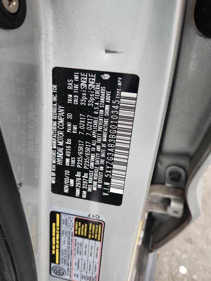 2011 Hyundai Santa Fe Gls VIN: 5XYZG3AB3BG010345 Lot: 86130735