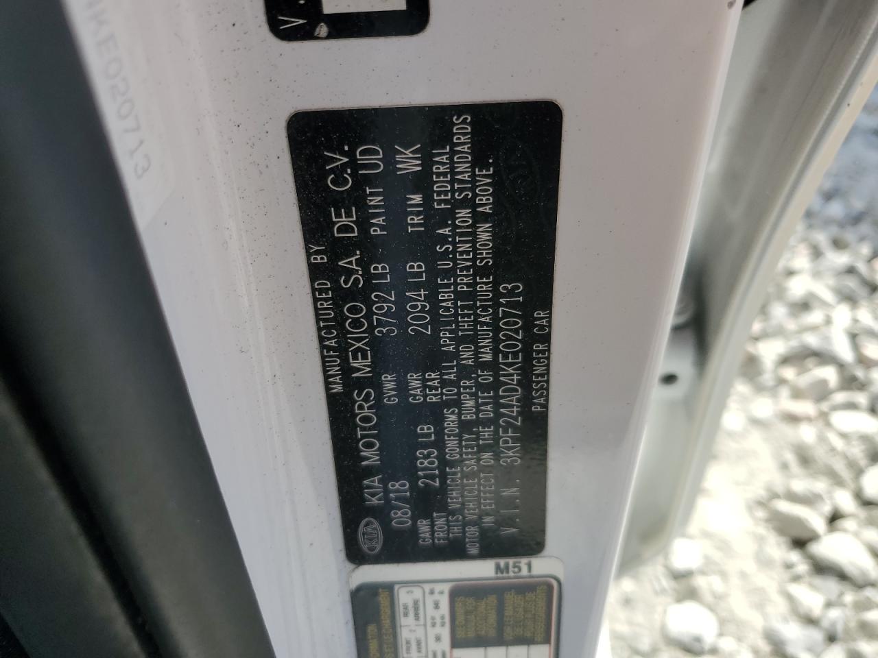 2019 Kia Forte Fe VIN: 3KPF24AD4KE020713 Lot: 86433755