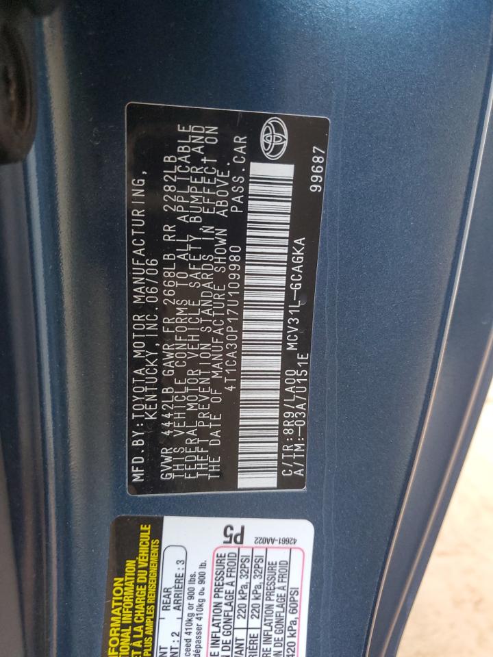 2007 Toyota Camry Solara Se VIN: 4T1CA30P17U109980 Lot: 85399315