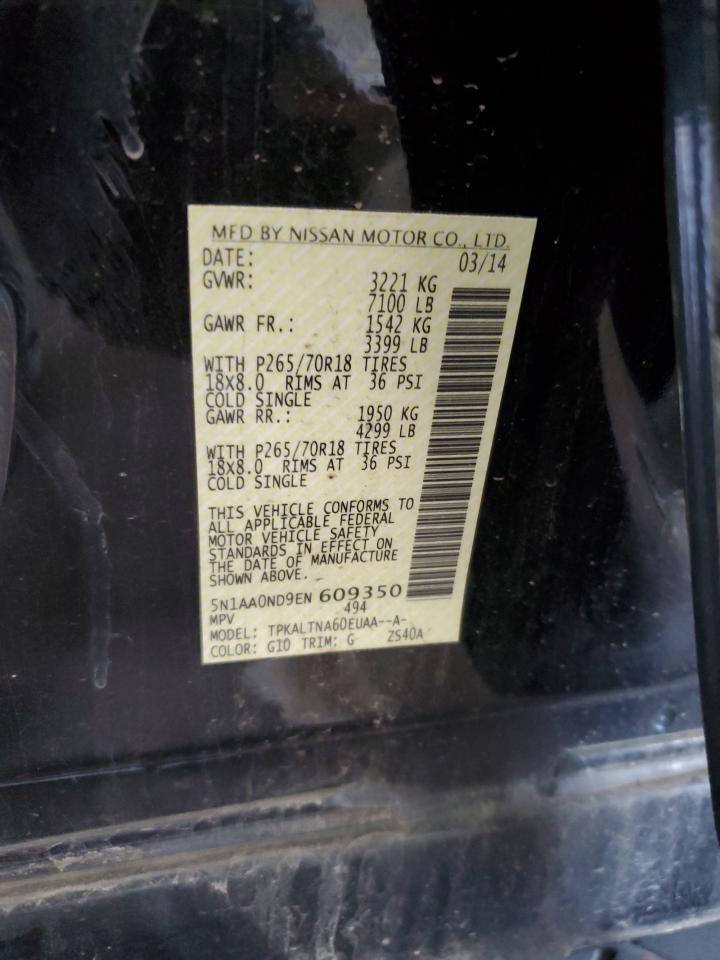 2014 Nissan Armada Sv VIN: 5N1AA0ND9EN609350 Lot: 86807905