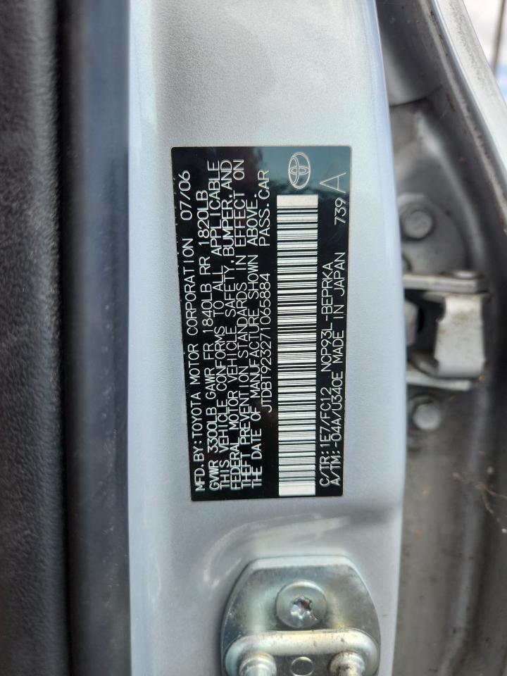 2007 Toyota Yaris VIN: JTDBT923271065884 Lot: 85189925