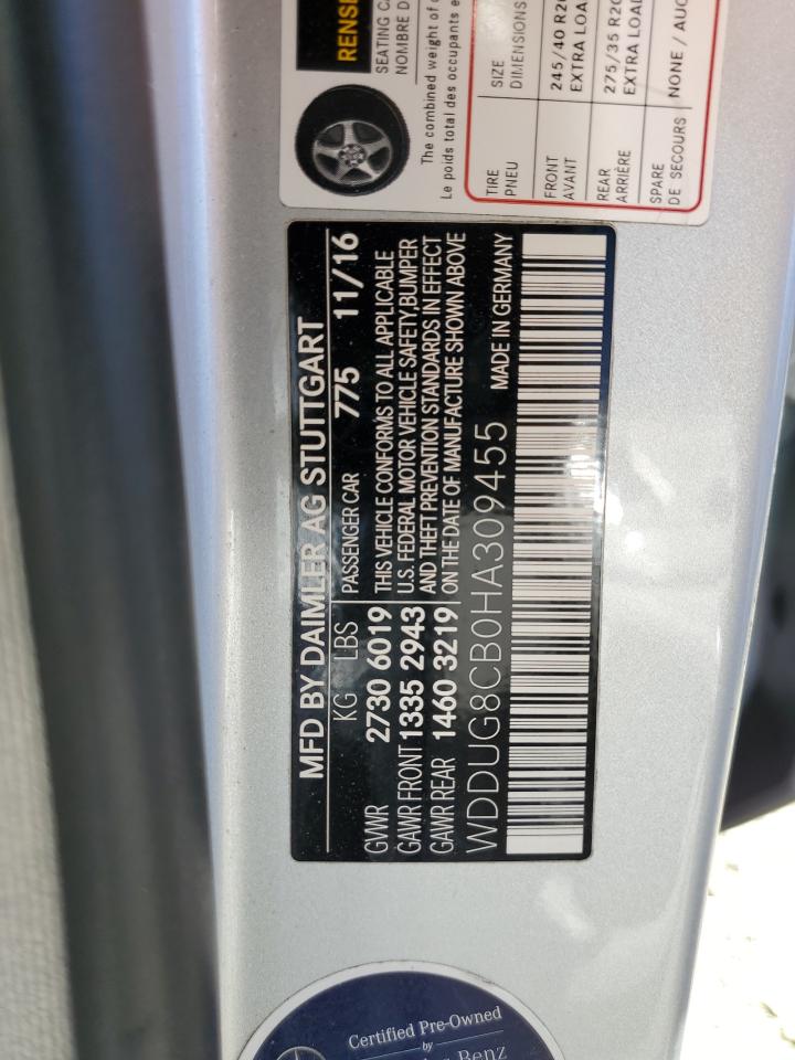 2017 Mercedes-Benz S 550 VIN: WDDUG8CB0HA309455 Lot: 85298305