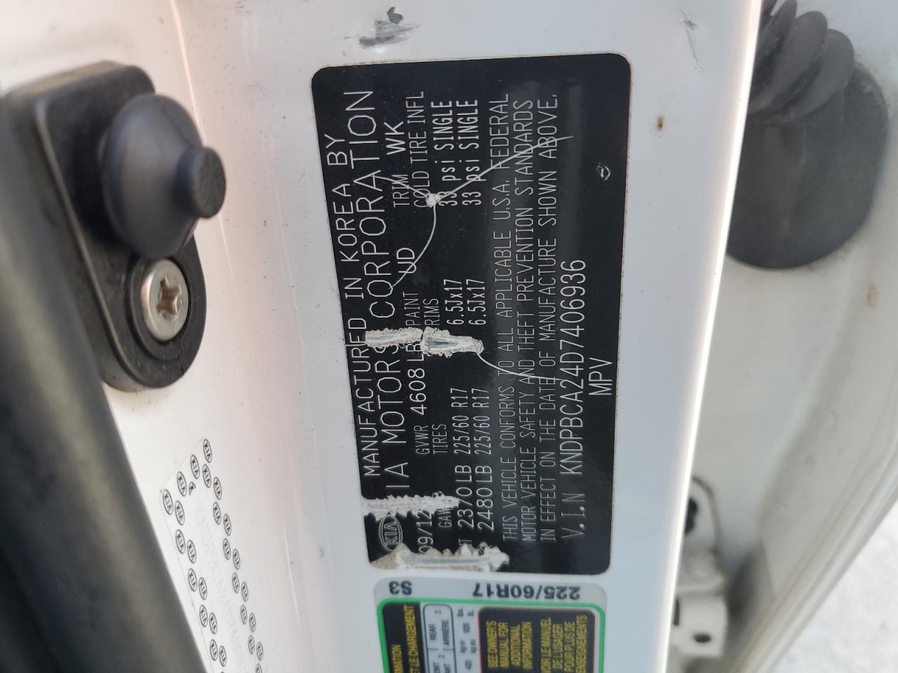 2013 Kia Sportage Lx VIN: KNDPBCA24D7406936 Lot: 87376915