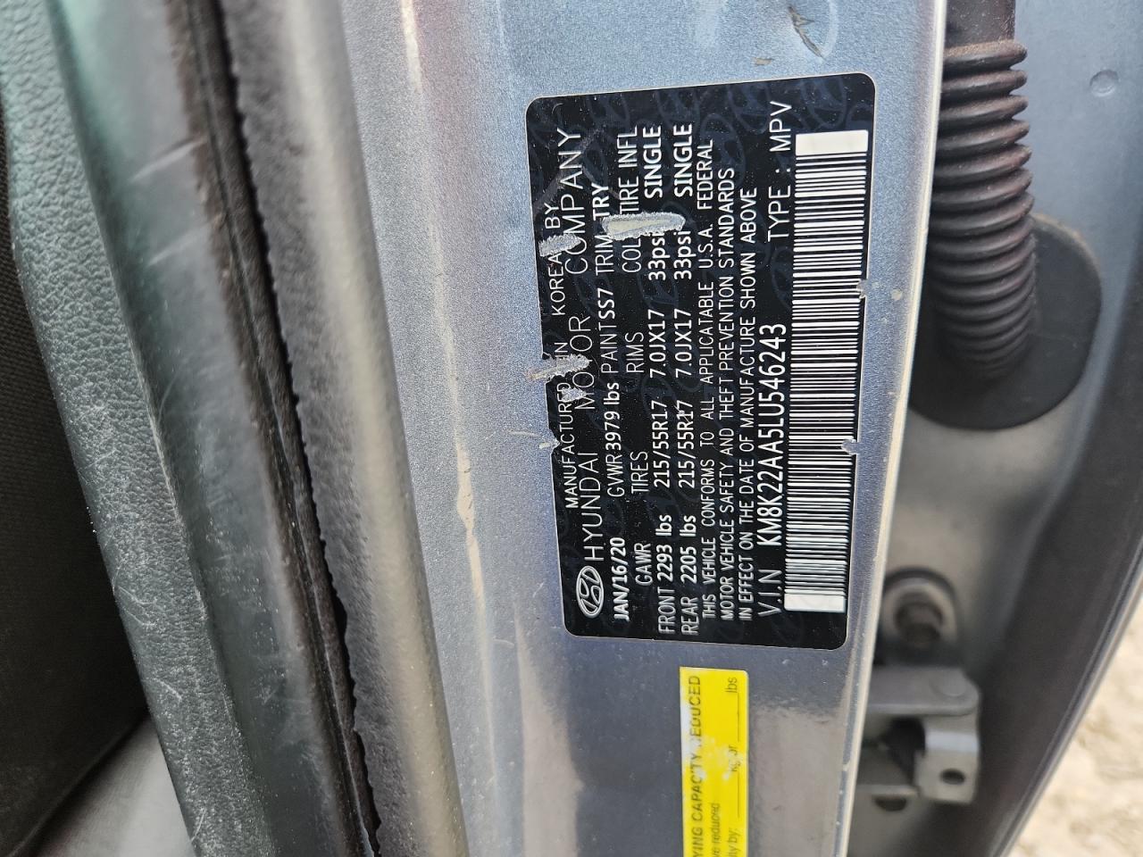 2020 Hyundai Kona Sel VIN: KM8K22AA5LU546243 Lot: 81991025