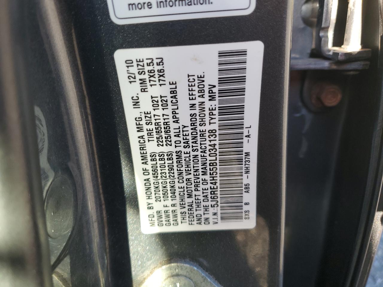 2011 Honda Cr-V Ex VIN: 5J6RE4H55BL034138 Lot: 84064315