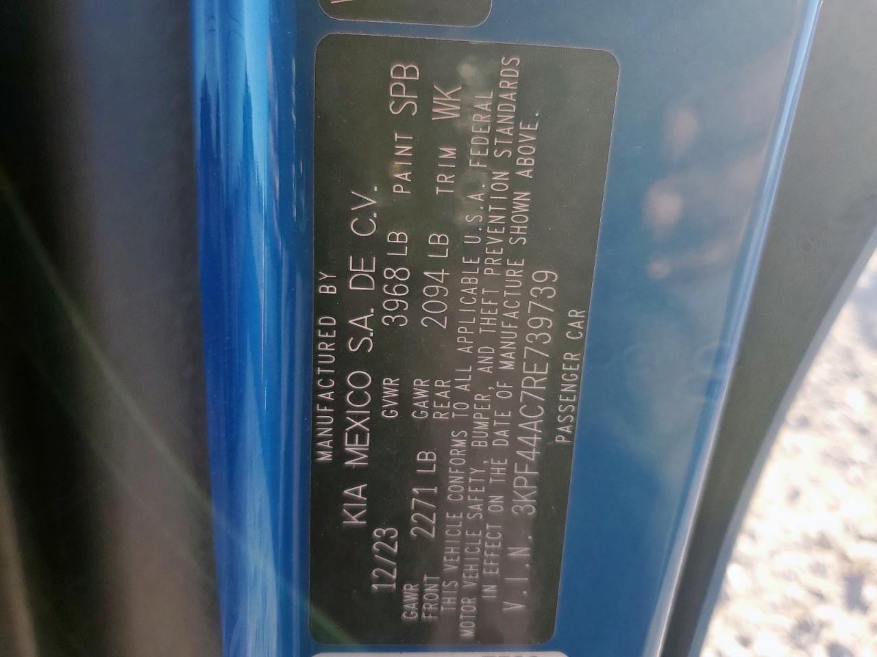 2024 Kia Forte Gt VIN: 3KPF44AC7RE739739 Lot: 90417665