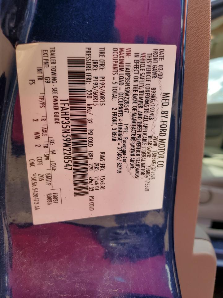 2009 Ford Focus Se VIN: 1FAHP35N59W228547 Lot: 81912635