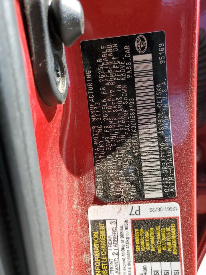 2013 Toyota Camry L VIN: 4T1BF1FK0DU689103 Lot: 85188325