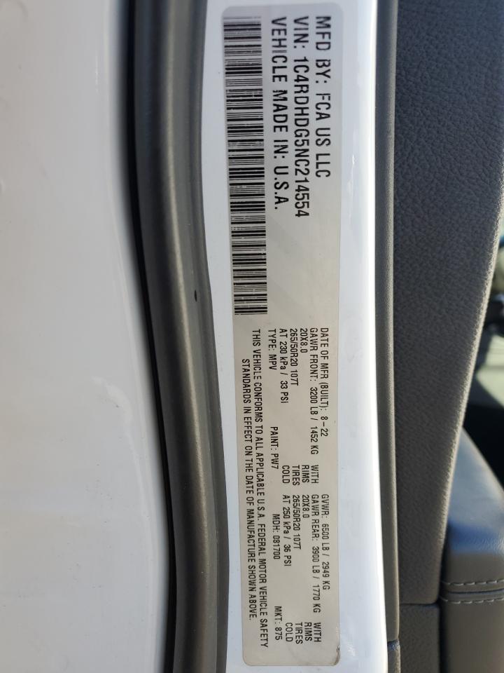 2022 Dodge Durango Gt VIN: 1C4RDHDG5NC214554 Lot: 86429425