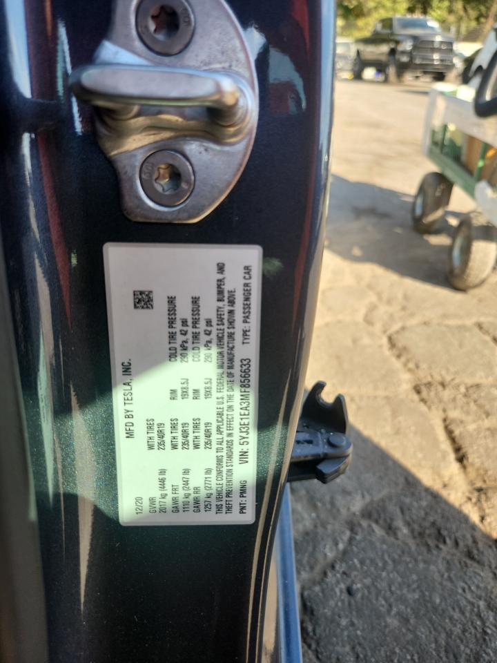 2021 Tesla Model 3 VIN: 5YJ3E1EA3MF856633 Lot: 86648775