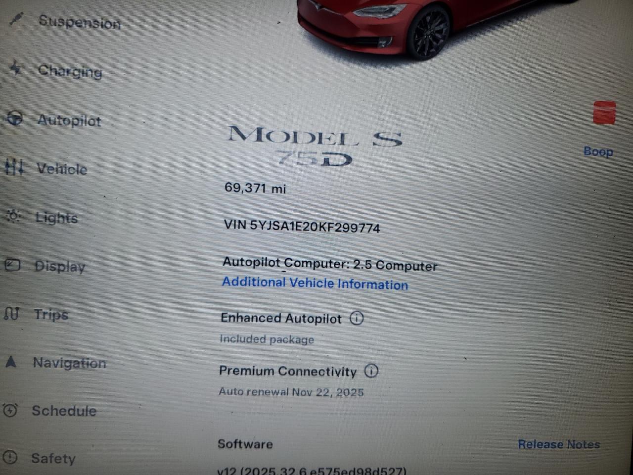 2019 Tesla Model S VIN: 5YJSA1E20KF299774 Lot: 82193065