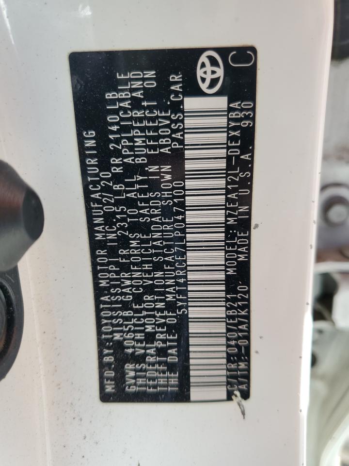 2020 Toyota Corolla Xse VIN: 5YFT4RCE7LP047100 Lot: 85367535