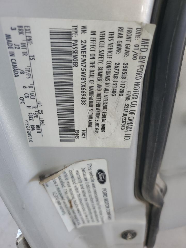 2000 Mercury Grand Marquis Ls VIN: 2MEFM75W8YX669438 Lot: 81840065