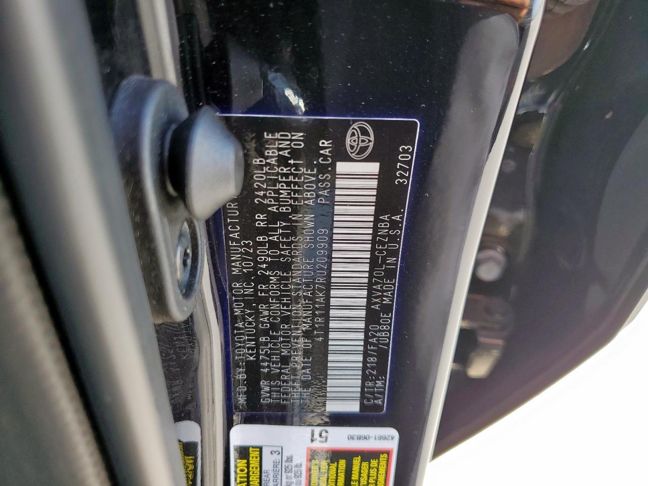 2024 Toyota Camry Le VIN: 4T1R11AK7RU209909 Lot: 84894465