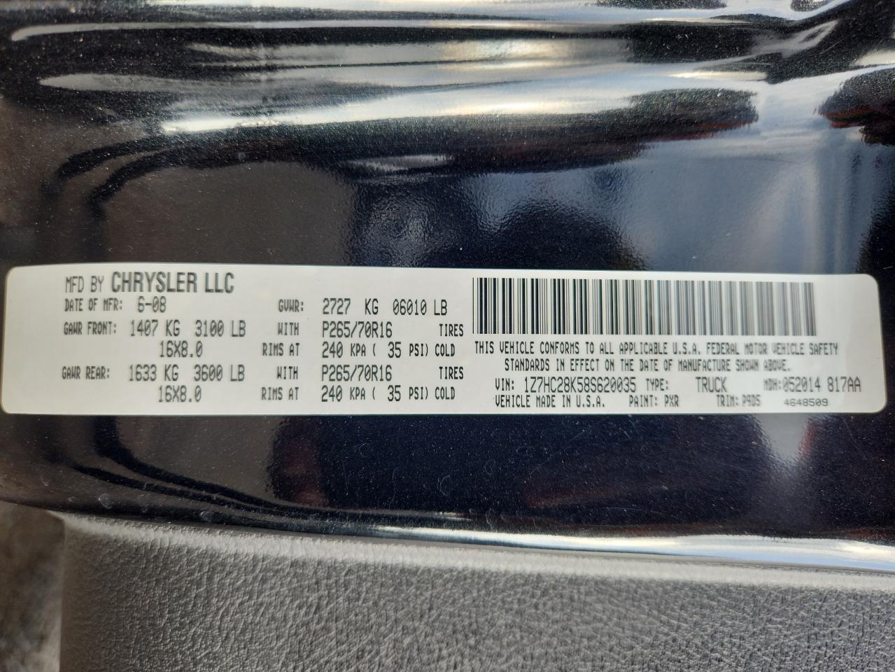 2008 Mitsubishi Raider Ls VIN: 1Z7HC28K58S620035 Lot: 89617865