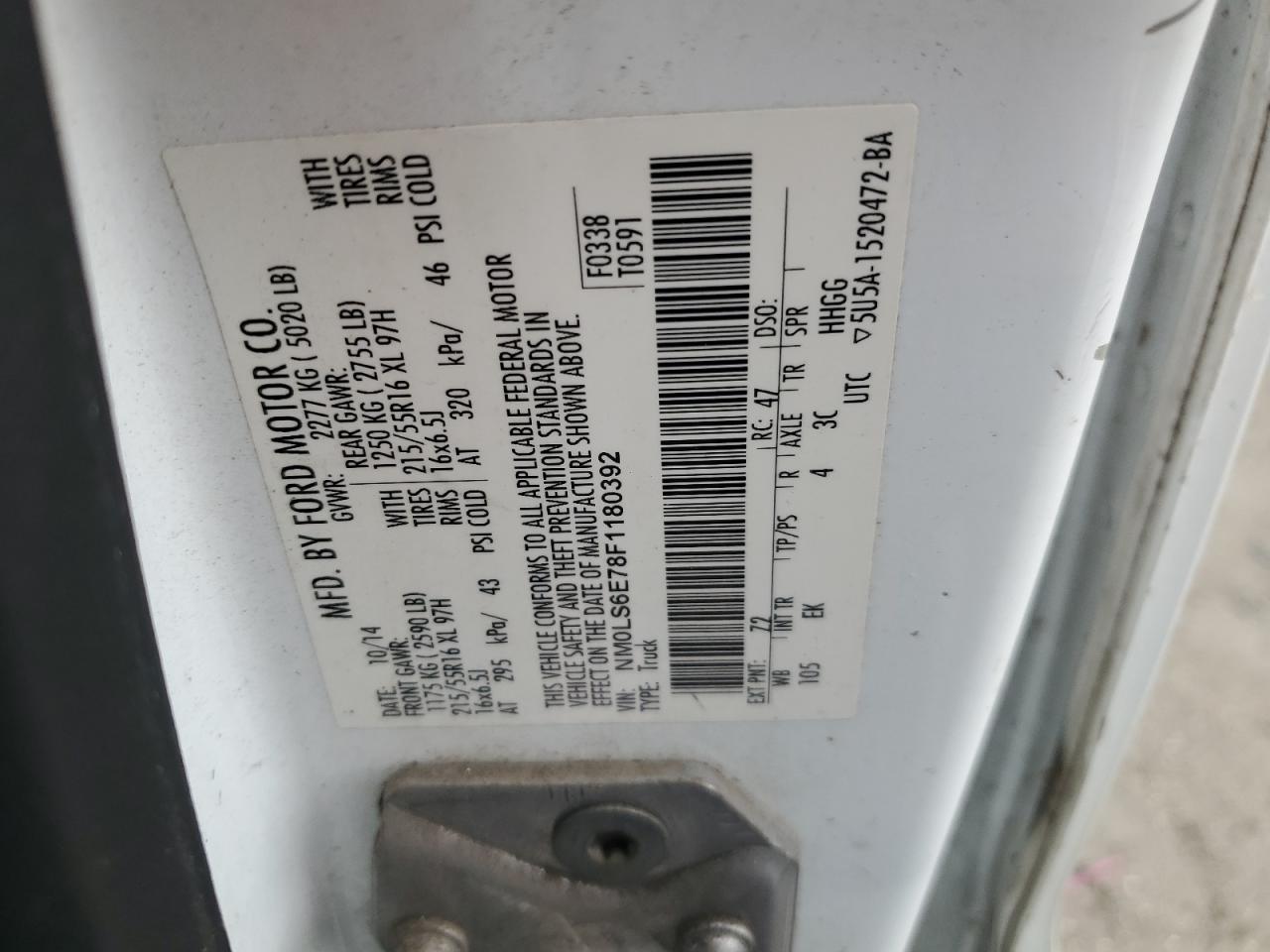 2015 Ford Transit Connect Xl VIN: NM0LS6E78F1180392 Lot: 85721565