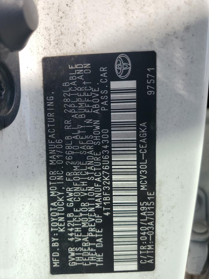 2006 Toyota Camry Le VIN: 4T1BF32K76U634300 Lot: 84736215