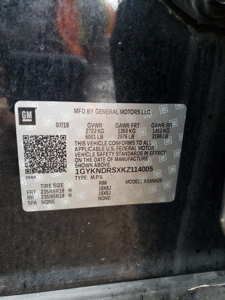 2019 Cadillac Xt5 Luxury VIN: 1GYKNDRSXKZ114005 Lot: 86693715