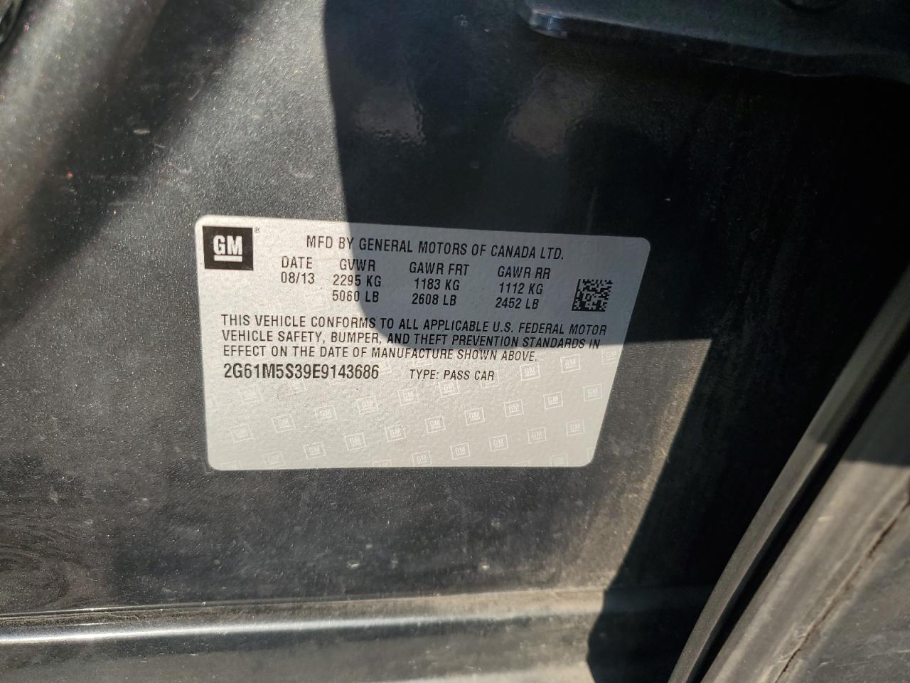 2014 Cadillac Xts Luxury Collection VIN: 2G61M5S39E9143686 Lot: 84769325