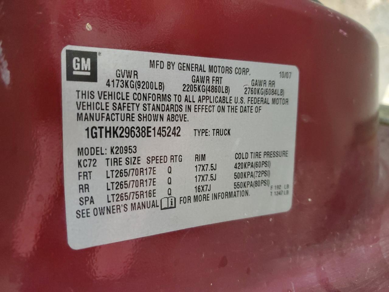 2008 GMC Sierra K2500 Heavy Duty VIN: 1GTHK29638E145242 Lot: 90087975