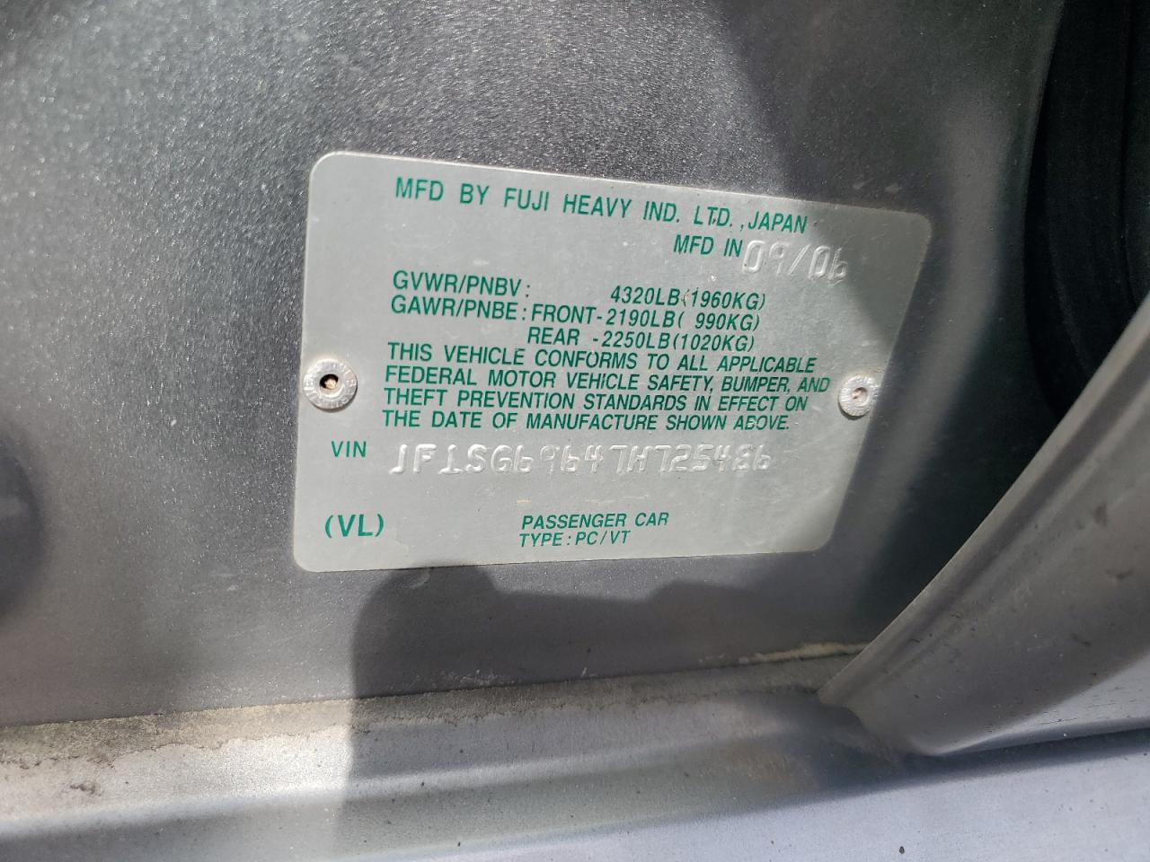 2007 Subaru Forester 2.5Xt Limited VIN: JF1SG69647H725486 Lot: 81881465