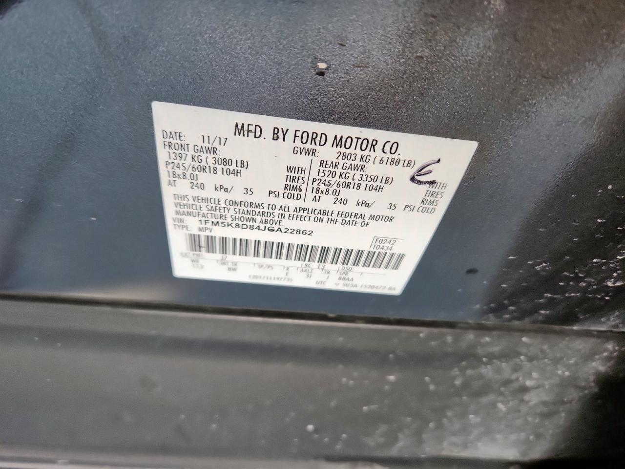 2018 Ford Explorer Xlt VIN: 1FM5K8D84JGA22862 Lot: 86302745