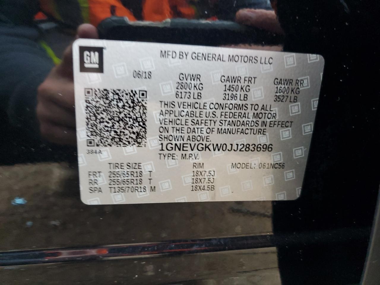 2018 Chevrolet Traverse Lt VIN: 1GNEVGKW0JJ283696 Lot: 85764315