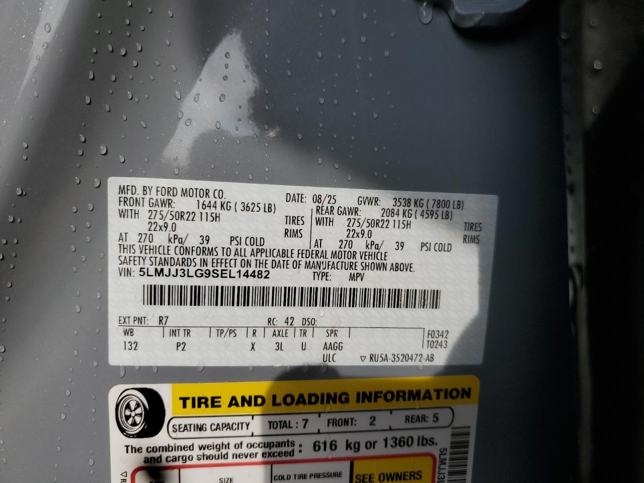 2025 Lincoln Navigator L Reserve VIN: 5LMJJ3LG9SEL14482 Lot: 85097145